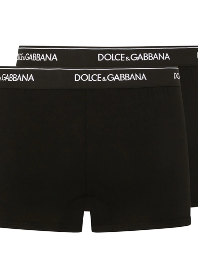 Shop Dolce & Gabbana Two-pack Logo-waist Boxers In Black