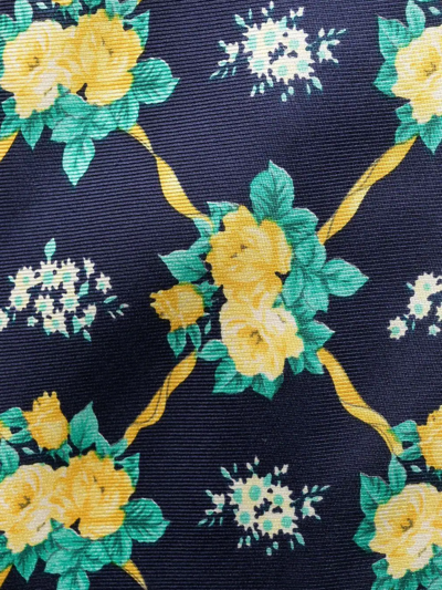 Pre-owned Versace 花卉印花真丝领带（1990年代典藏款） In Blue