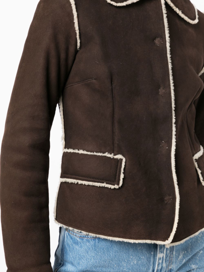 Pre-owned Dolce & Gabbana Single-breasted Shearling Jacket In Brown