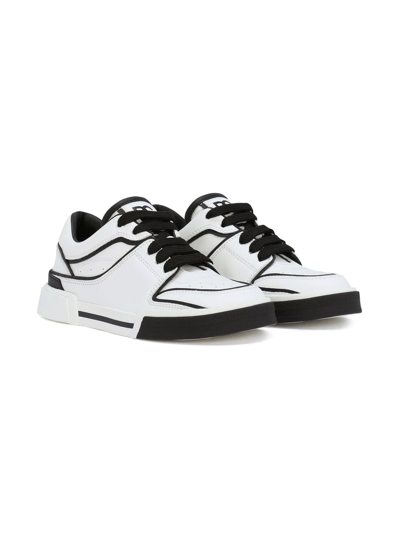 Shop Dolce & Gabbana Portofino New Roma Leather Sneakers In White