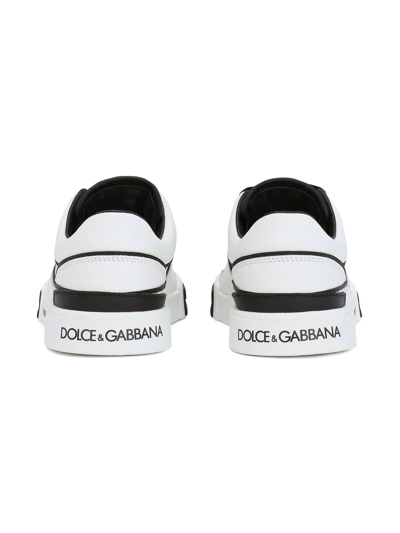 Shop Dolce & Gabbana Portofino New Roma Leather Sneakers In White