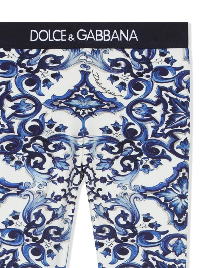 Shop Dolce & Gabbana Interlock Majolica-print Leggings In White