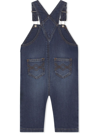Dolce & Gabbana Logo-patch Dungarees In Blue