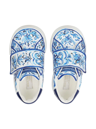 Shop Dolce & Gabbana Portofino Light Majolica-print Sneakers In White