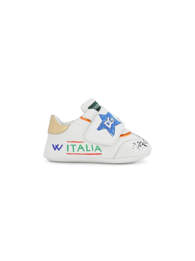 Shop Dolce & Gabbana Graffiti-print Touch-strap Sneakers In White