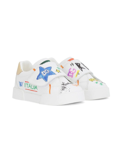 Shop Dolce & Gabbana Portofino Light Graffiti-print Sneakers In White