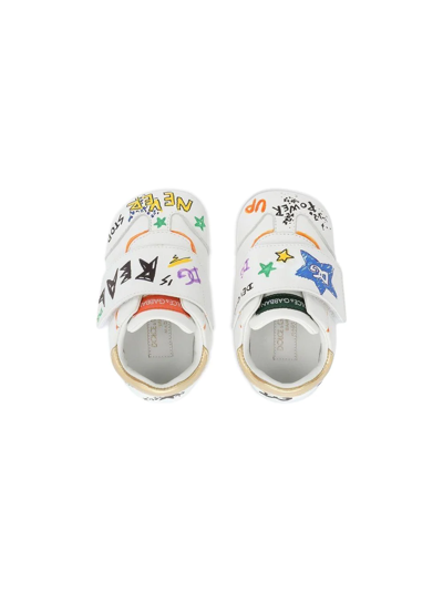 Shop Dolce & Gabbana Graffiti-print Touch-strap Sneakers In White