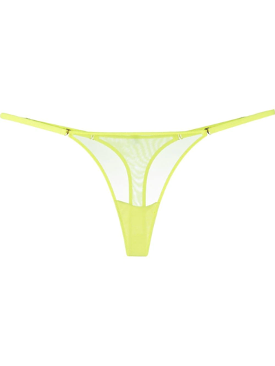 Shop Maison Close Low-rise Sheer Thong In Yellow