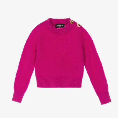 Shop Versace Girls Pink Wool Knit Sweater