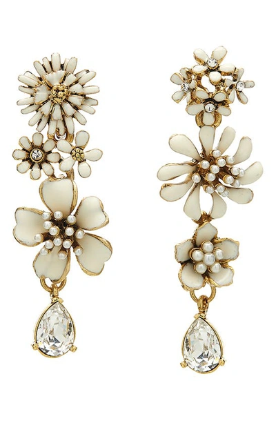 Shop Oscar De La Renta Primavera Linear Drop Earrings In Ivory