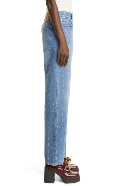 Shop Stella Mccartney Hotfix Stripe Straight Leg Jeans In 4480 Vintage Dark