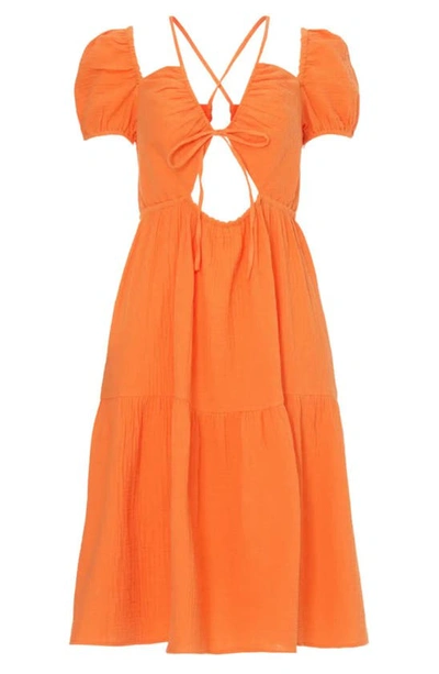 Emilia George Maternity Amelia Mini Tiered Dress In Orange