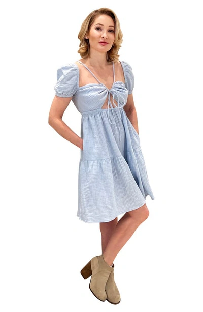 Shop Emilia George Amelia Tiered Minidress In Blue