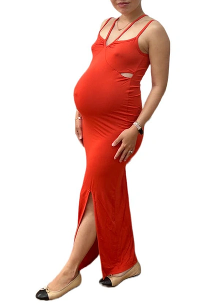 Shop Emilia George Bella Cutout Maternity Maxi Dress In Orange