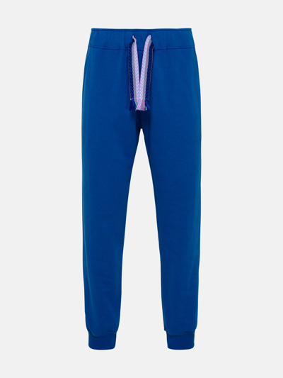 Shop Lanvin Cotton Curb Sporty Pants In Blue