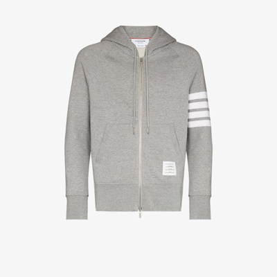 Shop Thom Browne Classic 4-bar Stripe Cotton Hoodie - Men's - Cotton In Grey