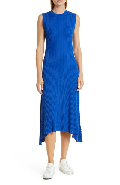 Hugo Boss Slim-fit Sleeveless Dress In Ribbed Fabric In Blue | ModeSens