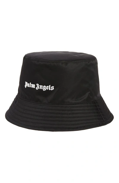 Shop Palm Angels Classic Logo Bucket Hat In Black/ White