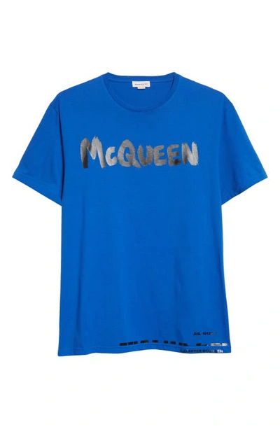 Shop Alexander Mcqueen Graffiti Logo Graphic Tee In Royal Blue/ Mix