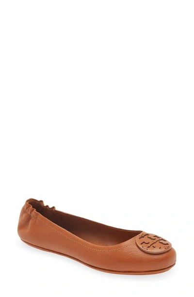 Shop Tory Burch Minnie Travel Ballet Flat In Bourbon Miele