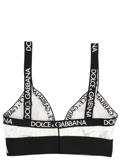 Shop Dolce & Gabbana Logo Elastic Bra In White