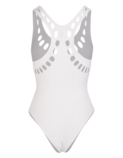 Alaïa Woman White One-piece Swimsuit With Cut-out Details In Blanc ...