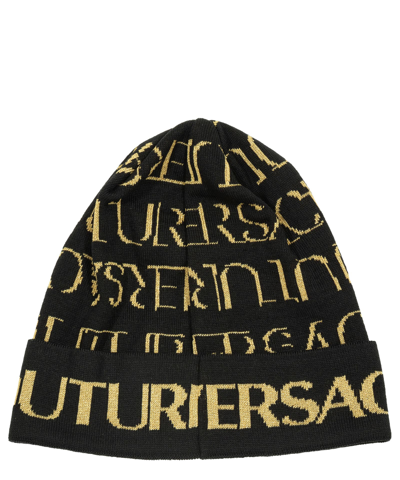 Shop Versace Jeans Couture Wool Beanie In Black