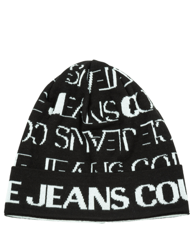 Shop Versace Jeans Couture Wool Beanie In Black