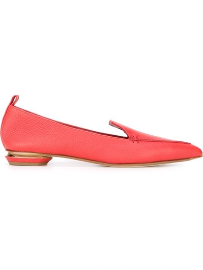 Nicholas Kirkwood Beya Grained-leather Loafers In Red