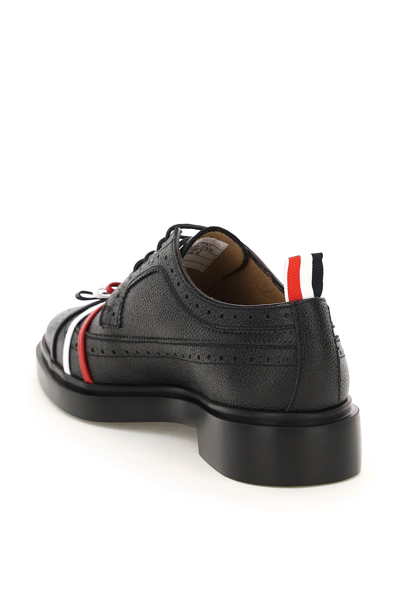 Shop Thom Browne Longwing Brogue Shoes With Tricolour Bows In Black