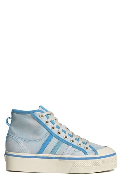 Shop Adidas Originals Nizza Mid Top Platform Sneaker In Almost Blue/ Pantone/ White