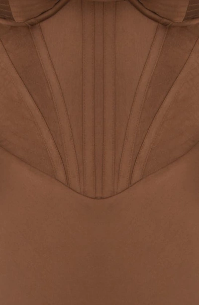 House Of Cb Myrna Satin Corset Midi Dress In Chocolate