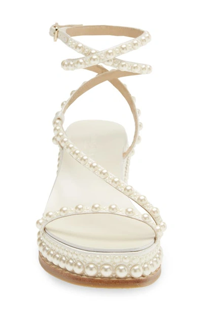 Shop Jimmy Choo Drive Embellished Wedge Sandal In White/ White