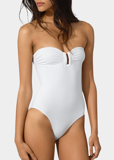 Shop Eres Cassiopee Strapless U-hardware One-piece Swimsuit In Blanc