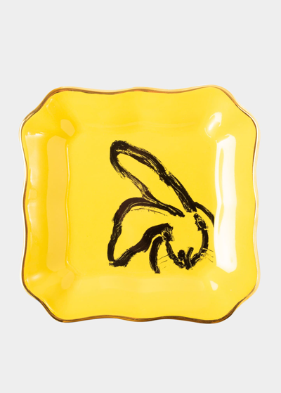 Shop Hunt Slonem Yellow Portrait Plate With Hand-painted Gold Rim