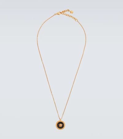 Shop Versace Medusa Necklace In Nero-oro Tribute
