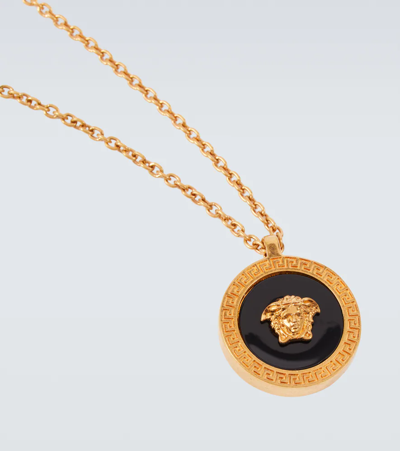 Shop Versace Medusa Necklace In Nero-oro Tribute