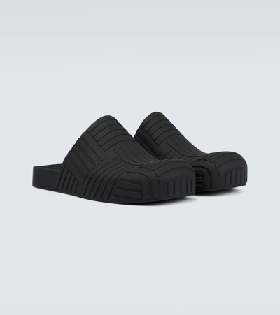 Shop Bottega Veneta Slider Rubber Slippers In Black