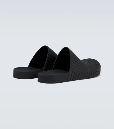 Shop Bottega Veneta Slider Rubber Slippers In Black