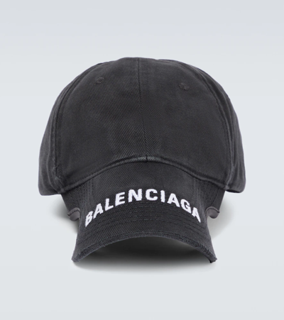 Balenciaga Notch Logo-embroidered Cotton Baseball Cap In Black | ModeSens