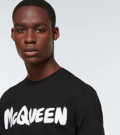 Shop Alexander Mcqueen Logo Cotton T-shirt In Black/mix