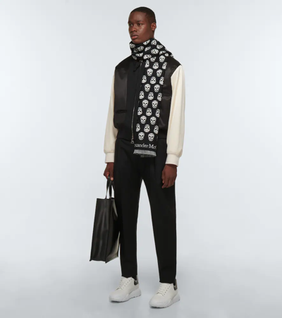 Shop Alexander Mcqueen Intarsia Wool Scarf In Black/ivory