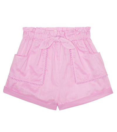 Shop Zimmermann Jeannie Cotton Shorts In Pink Lavender