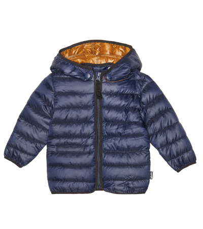 Shop Molo Baby Harmony Hooded Puffer Jacket In Galaxy Blue