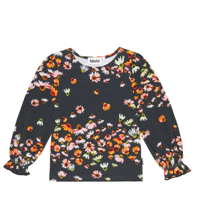 Shop Molo Raina Floral Cotton-blend Jersey Top In Echinacea
