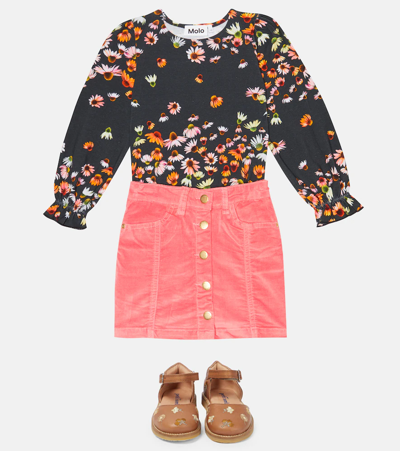 Shop Molo Raina Floral Cotton-blend Jersey Top In Echinacea