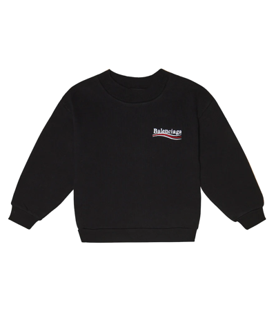 Shop Balenciaga Logo Cotton Sweatshirt In Black/white