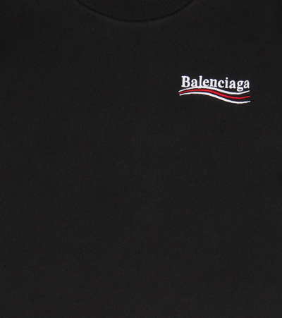 Shop Balenciaga Logo Cotton Sweatshirt In Black/white