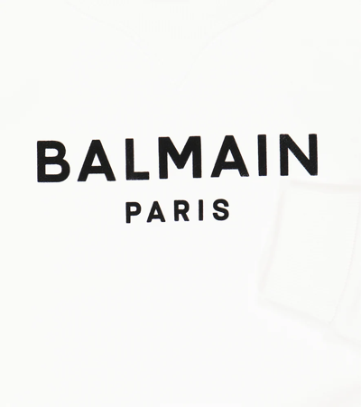 Shop Balmain Logo Cotton Jersey Sweatshirt In Bianco/nero