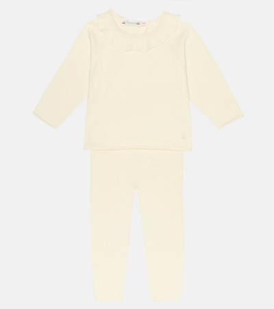 Shop Bonpoint Baby Anisa Cotton-blend Top And Pants Set In Blanc Lait